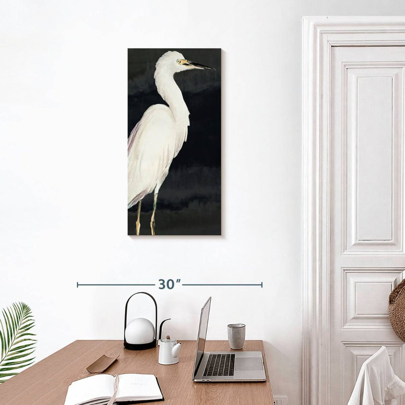 Heron On Black I, 30" H x 15" W