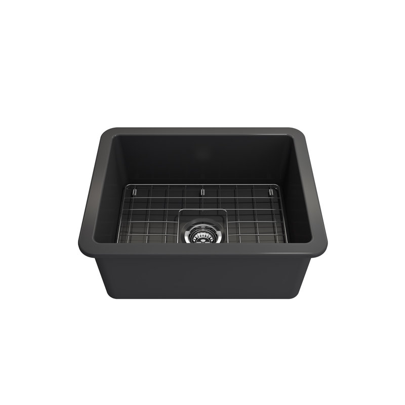 Sotto 24'' L Single Bowl Fireclay Kitchen Sink, Dark Gray