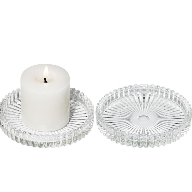 Ensemble de 2 bougeoirs en verre transparent de 3,8 po, ensemble de 2