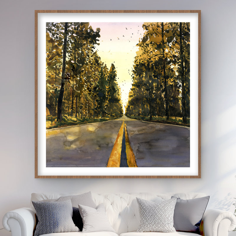 "Long Road", reproduction d'art encadrée | Décoration intérieure, H 48 po x l 48 po, Brun