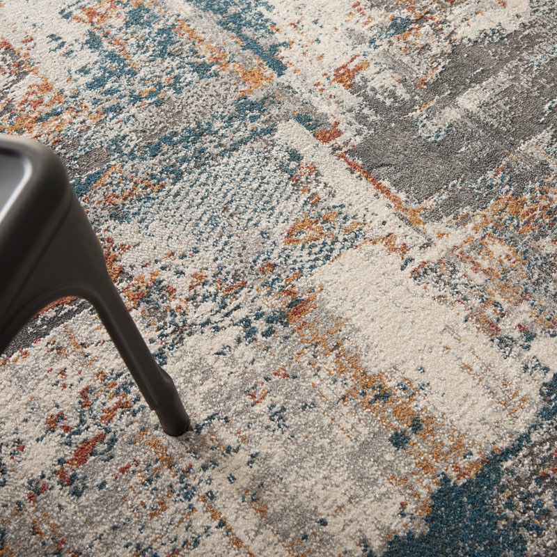 Tapis abstrait gris, Tapis de couloir 2 pi 2 po x 7 pi 6 po