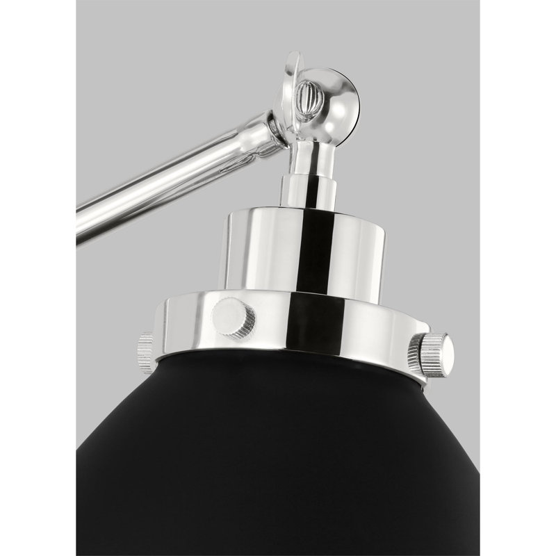 Walter 46'' Task Floor Lamp with Outlet, Polished Nickel, Midnight Black