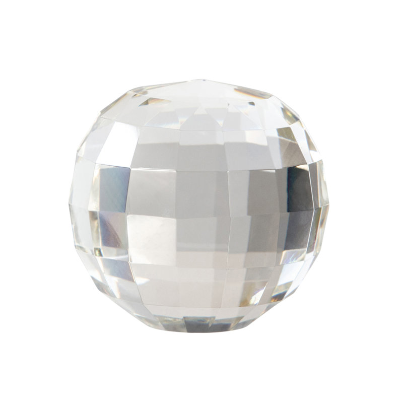 Decorative Glass Faceted Orb Accent for Home Decor - Elegant Decoration for Living Room, Office, and Table Display - Clear