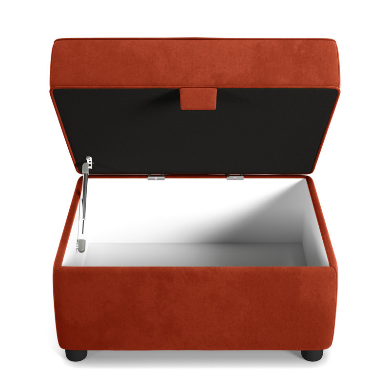 Laverton Wide Velvet Rectangle Footstool Ottoman with Storage, Umber