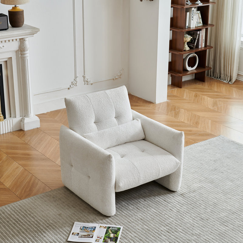 Fauteuil d'appoint moderne capitonné, Beige