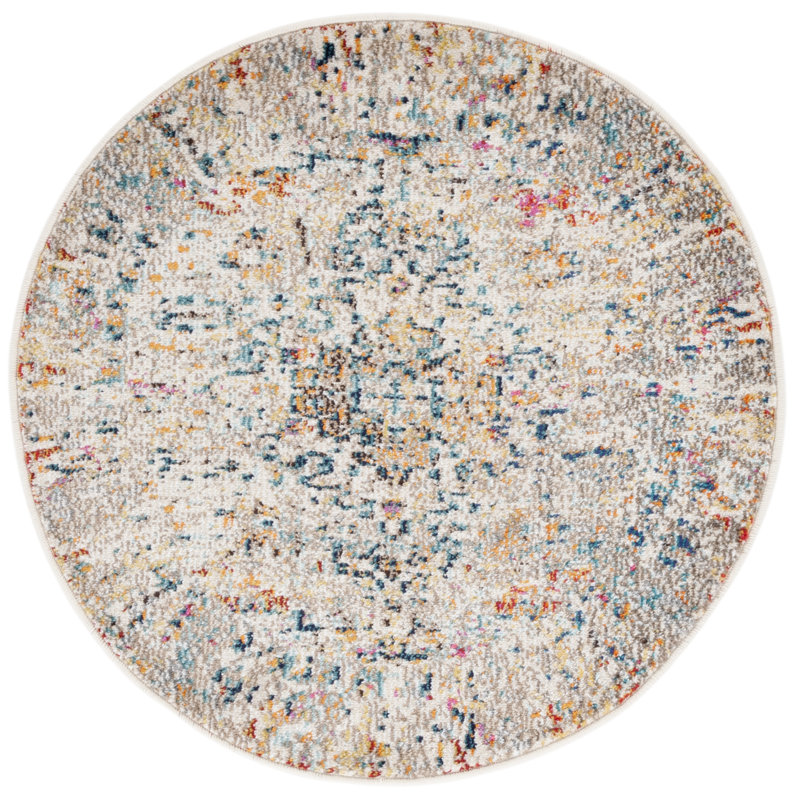 Felty Oriental Black/Gold Area Rug, Round 3'