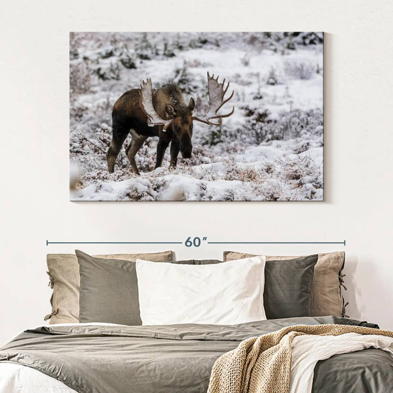 Orignal d'hiver Brampt en Alaska, H 34 po x l 51 po