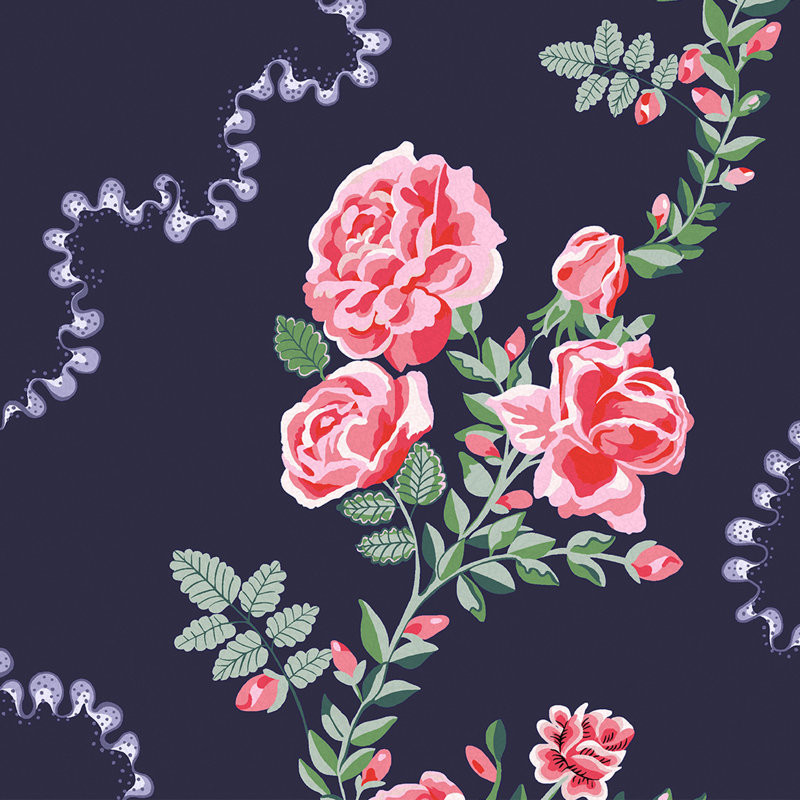 Papier peint Cath Kidston Rose Flutter, Marine