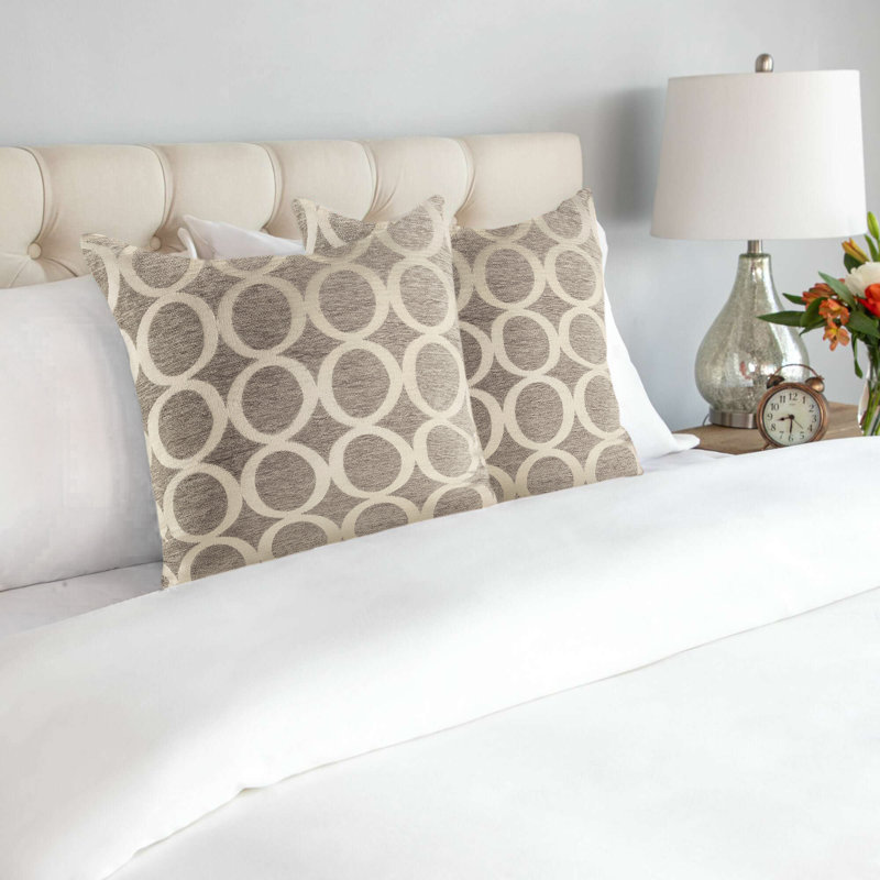 Broward Geometric Square Cushion, Silver/Cream