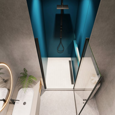 Matte Black Shower Door With 1 3/8" Adjustment And Universal Pivot. 1/4" Tempered Clear Glass, 36000 Open/Close Tests, Leakage, Easy Install, , Fits 28-29 3/8 Adjustment, Times Tested, Installation,
