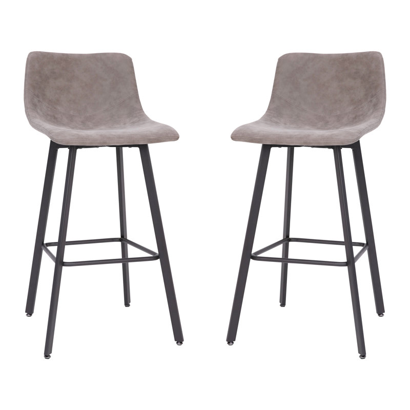 Brandy Upholstered Counter Stool with Metal Frame, Gray