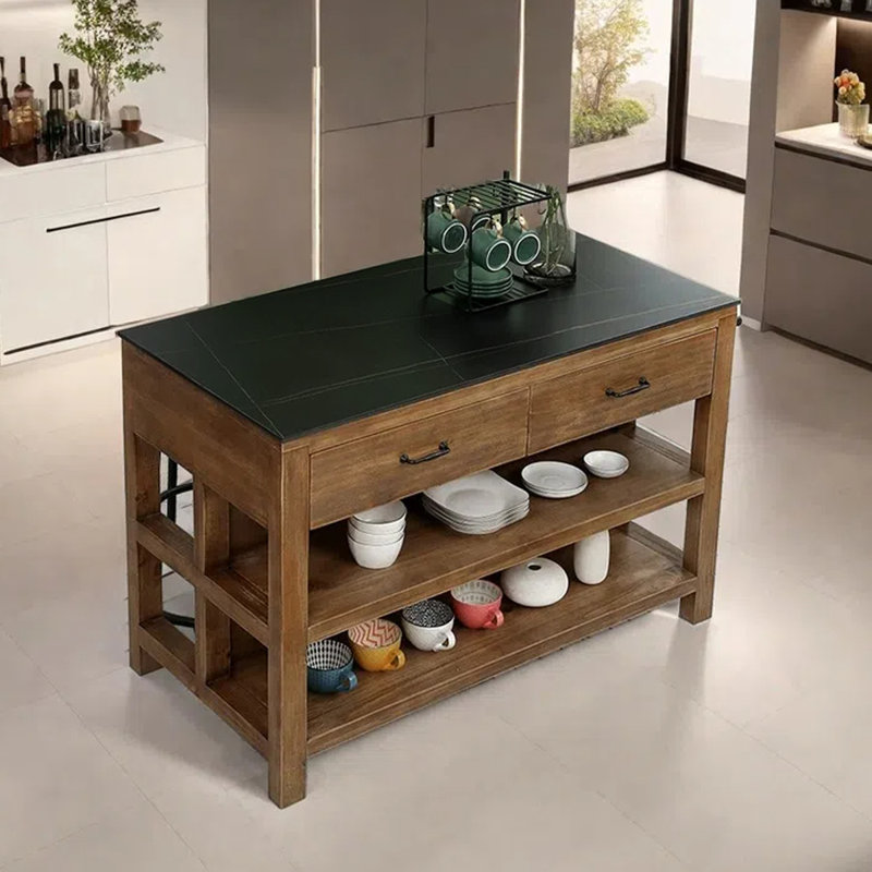 American style simple kitchen island, Black