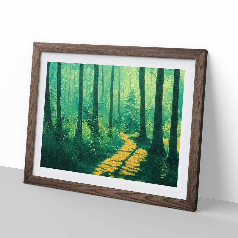 Summer Forest Pathway Vol.5 - Single Picture Frame Print, 46cm H x 64cm W x 2cm D, Walnut Framed