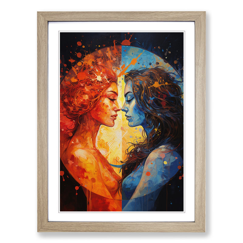 Gemini Zodiac Expressionism - Framed Print, 46cm H x 34cm W, Oak Framed