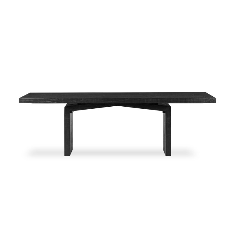 Matthes Solid Wood Dining Table, Aged Black Pine