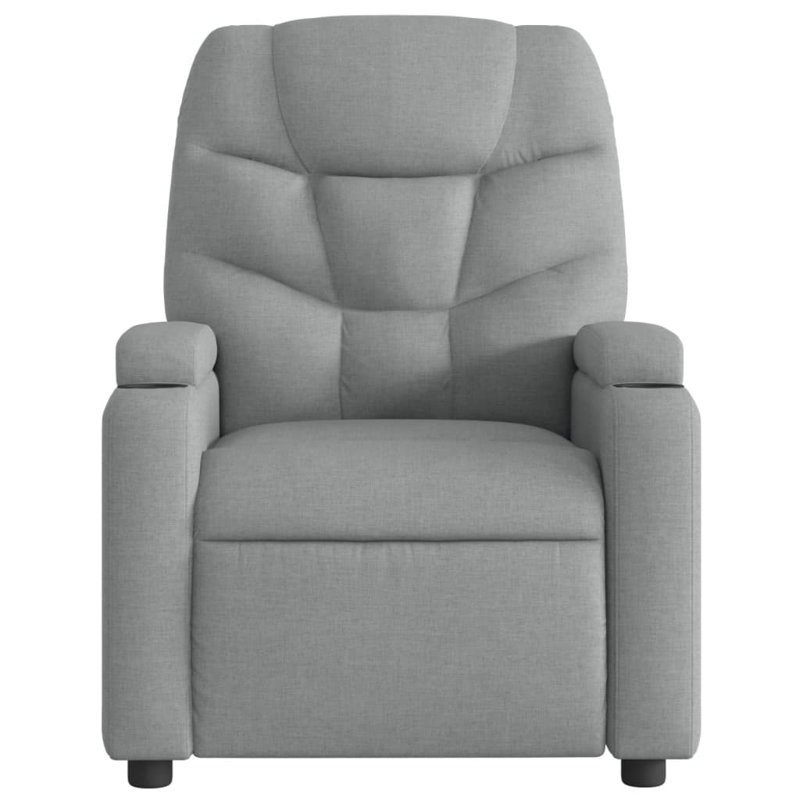 vidaXL Fabric Massage Recliner Chair, Adjustable Backrest & Footrest, Light Gray Fabric