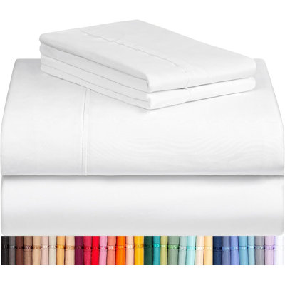 Luxclub 4 PC White California King Silky Soft Cooling Extra Deep Pocket Performance Sheet Set