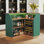 L-Shaped Home Bar With LED Light, 3 Tier Liquor Bar Unit with Refrigerator Storage Space