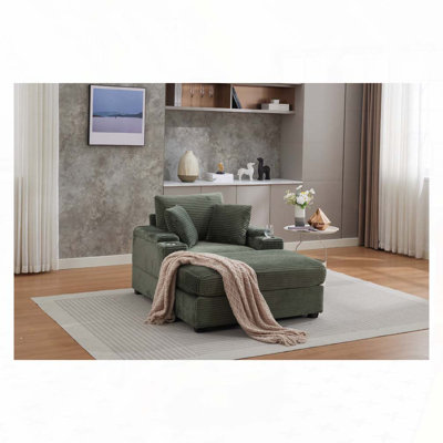 Chaise rembourrée avec repose-pieds, porte-gobelets, assise profonde et coussins amovibles
