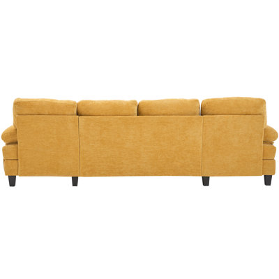Large canapé en forme de U combiné avec deux fauteuils inclinables, des sacs de rangement et un dossier classique en suède.