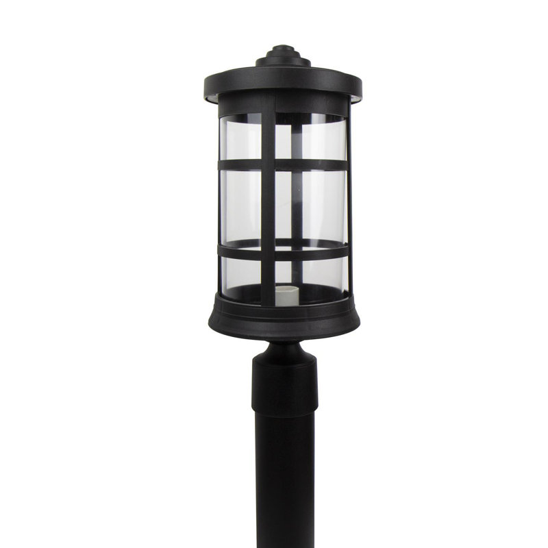 Artisan Cylinder Post Top Fixture with Clear Acrylic Lens, Black