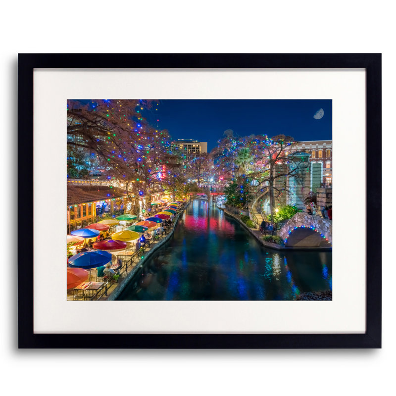 A San Antonio Holiday by Beth Sheridan, Black Single Picture Framed Paper, 17.2" H x 21.2" W x 0.88" D, White