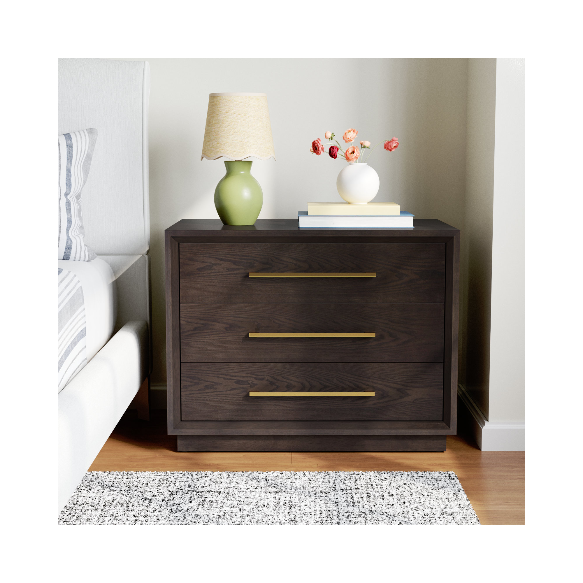 Langley 3 - Drawer Nightstand, Cherry