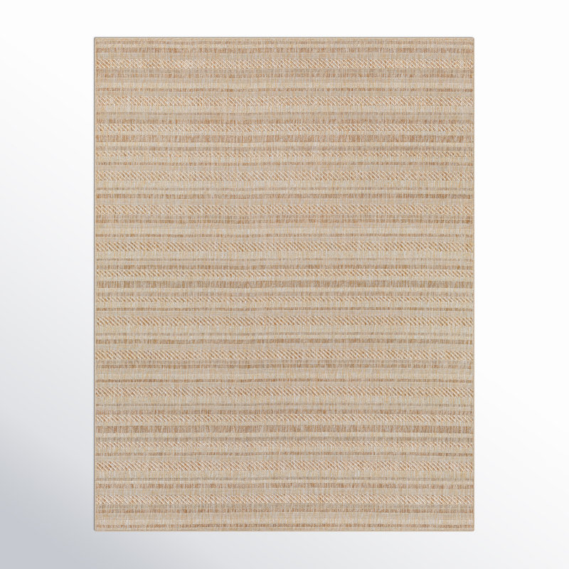Carllene Bellino Striped Tan Indoor/Outdoor Area Rug, Rectangle 4'3" x 5'11"