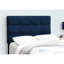 Structure de lit simple moderne en velours bleu, lit en velours transitionnel, style pour les intérieurs jeunes