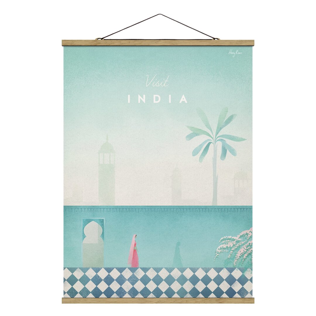 Stoffbild Mit Posterleisten - Reiseposter - Indien - Hochformat 4:3