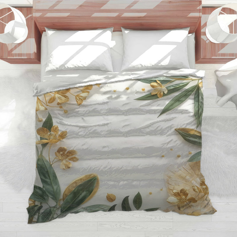 Gold Green Foliage Comforter, King