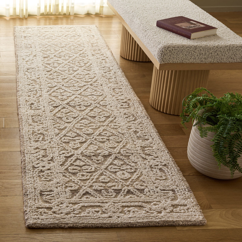 Ebony Hand Tufted Wool; Cotton Geometric Indoor Rug, 2'-3" x 9'-0" Runner