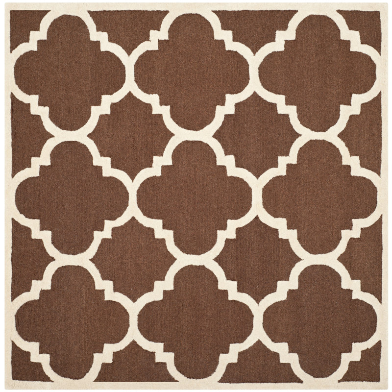 Cannen Hand Tufted Wool Geometric Rug, Square 6'