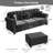 82.6" Upholstered Velvet L-Shaped Sectional Sofa with Ottoman, Mid-Century Modern Chesterfield Style, Button Tufted with Nailhead Trim & Rolled Arms, Includes 3 Pillows-1034346961
