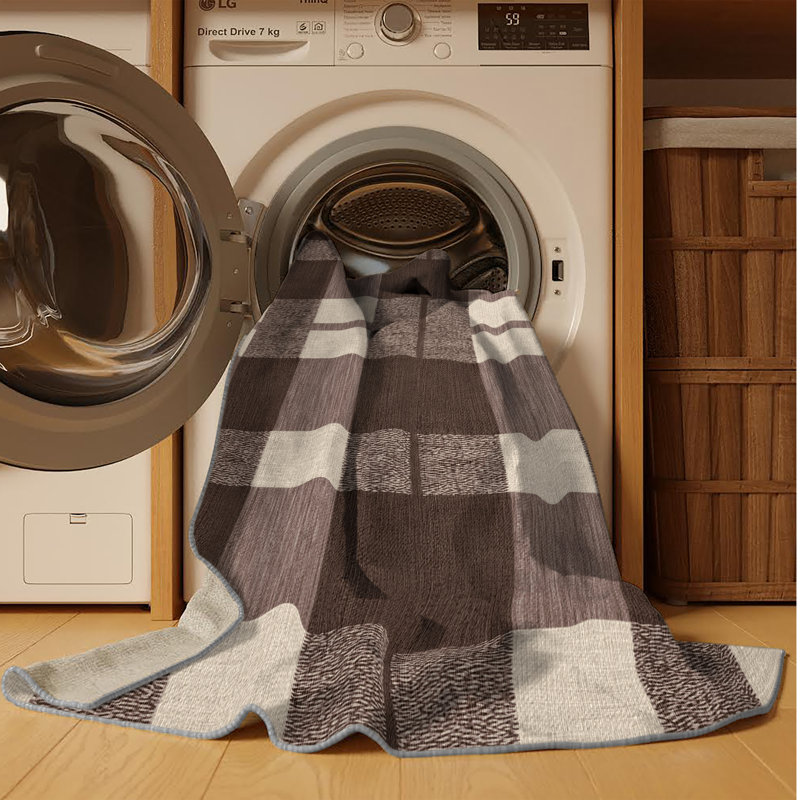 Tapis gris à carreaux lavable à la machine, Carré 5 pi