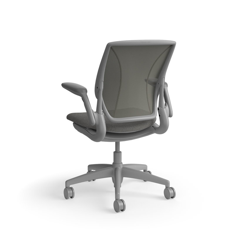 World LM, Ergonomic Task Chair with Poppy Seed Backrest, and  Autumn Upholstered Seat, Gray, Gray Fabric, Gray Mesh