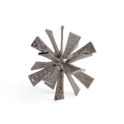 Sculptural Starburst Metal Orb Accent
