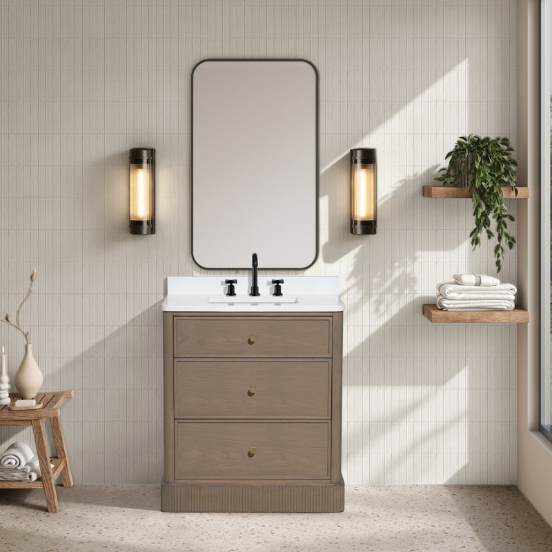 Meuble-lavabo en chêne fumé 30 po Jane