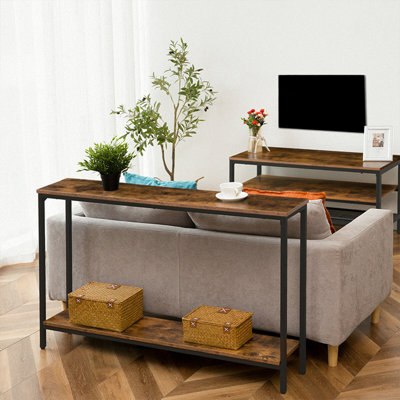 Console rectangulaire en bois massif brun