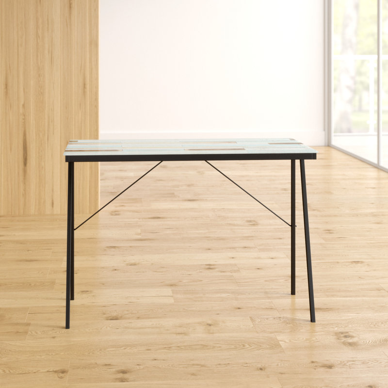 Lalani Glass Top Metal Base Writing Desk
