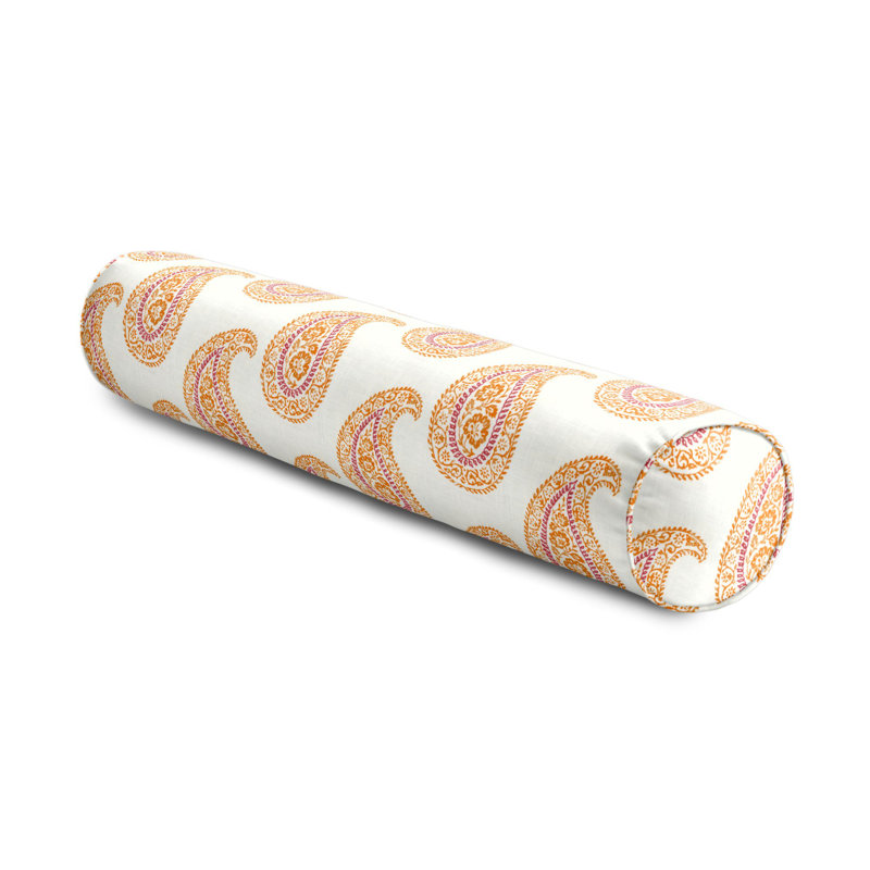 Linen Bolster Pillow Cover & Insert, 8" x 24", Papaya