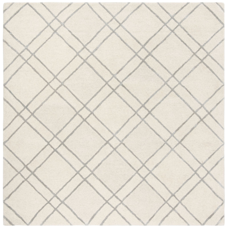 Milroy Hand Tufted Wool Geometric Rug, Square 6'