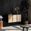 Armoire de rangement industrielle de 43,3 po de largeur, buffet Mid-Century pour salon, salle à manger, entrée, volet en bois-1138673216