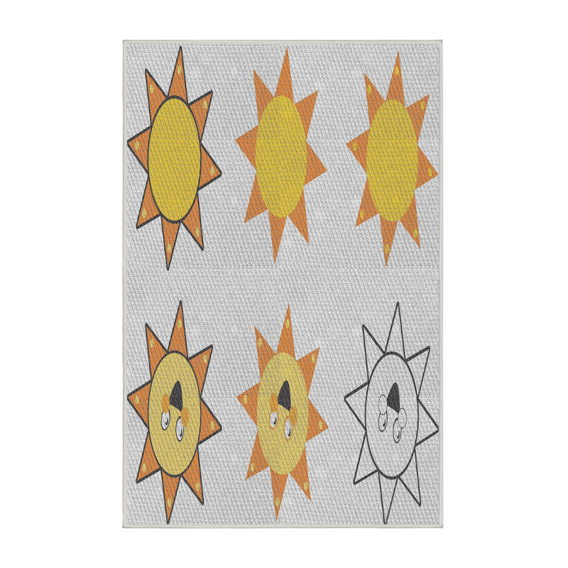 Gris démon/jaune/orange Tapis décoratif, Rectangle 8 pi x 10 pi