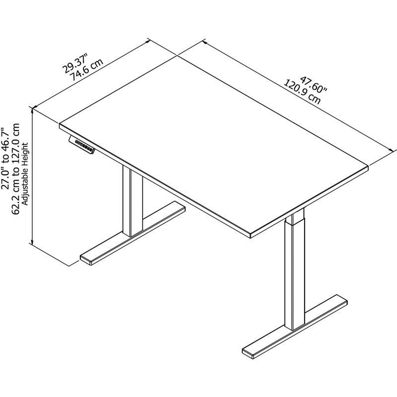 Bureau debout à hauteur ajustable Move 60 Series, H 47,68 po x l 47,59 po x P 29,37 po, Cerise moka / noir