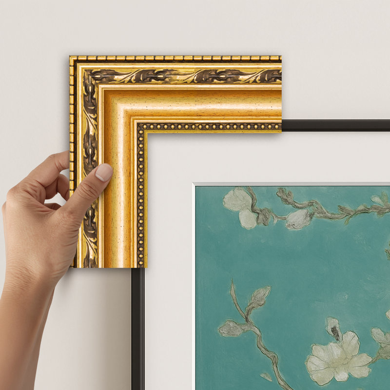Ornate Gold Deco TV Frame for Samsung Frame TV and Frame Pro, Ornate Gold, 65"