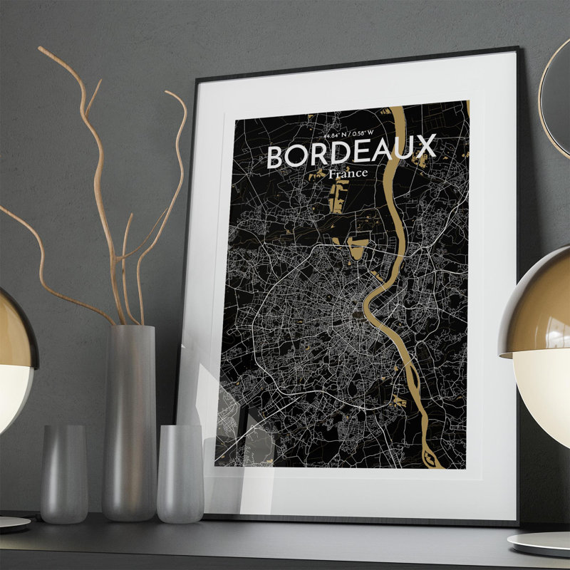 Bordeaux City Map In Luxe - No Frame Print, 36cm H x 24cm W x 0.05cm D