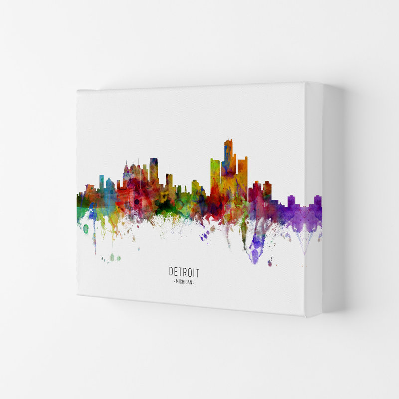 Detroit Michigan Skyline by Michael Tompsett - Print, Wrapped Canvas, 42cm H x 59.4cm W x 4cm D