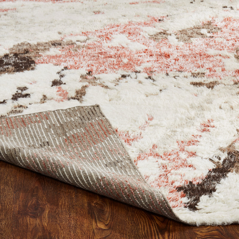 Benally Wool Abstract Area Rug in Pink, Rectangle 9'6" x 13'6"