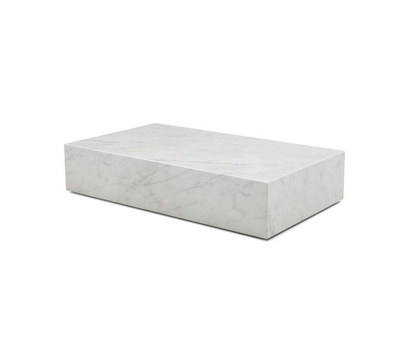  Table basse 55 po en marbre véritable blanc - faux marbre Glam, 11" H x 55" W x 32" D, White